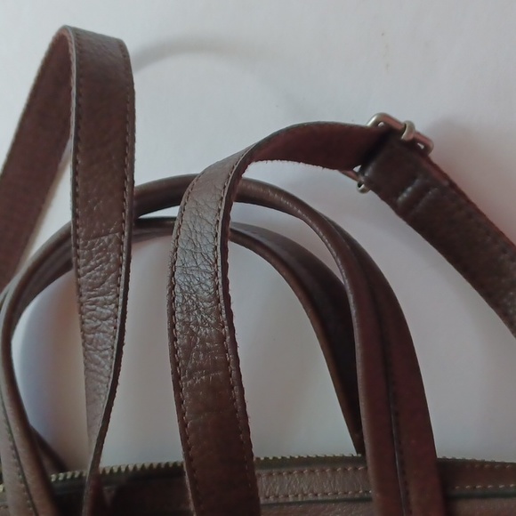 Fossil crossbody or handles bag leather brown zip top and side back pocket - Picture 4 of 12